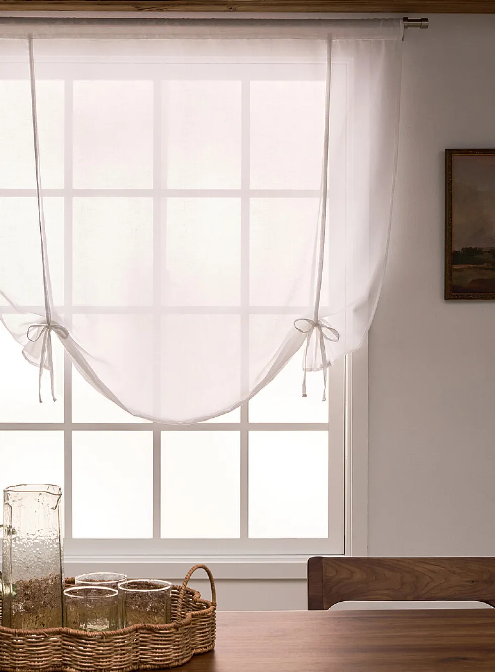 Roll-up sheer curtain