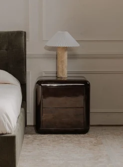 Rory dark brown acacia nightstand