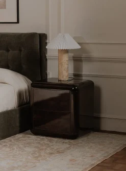 Rory dark brown acacia nightstand