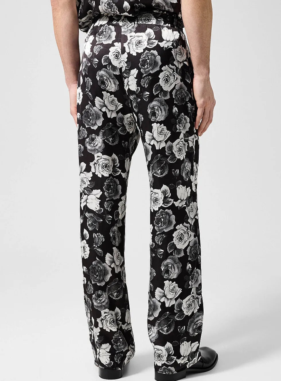 Rose print silk pant