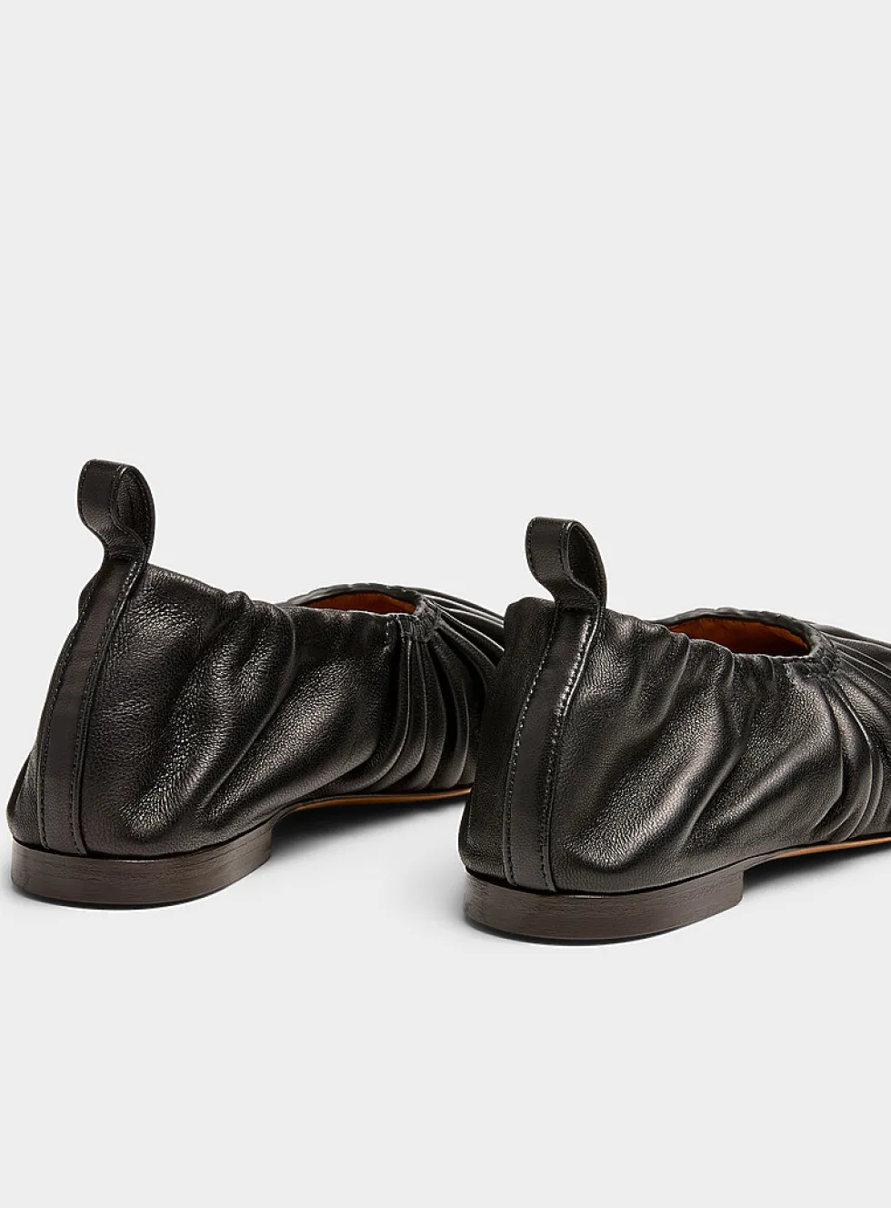Ruched leather ballet flats