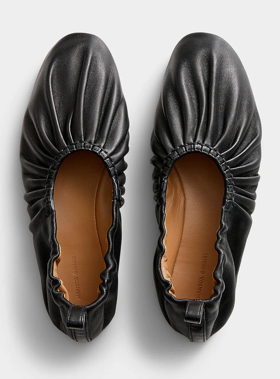 Ruched leather ballet flats