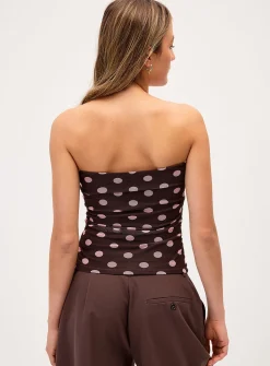 Ruched mesh tube top