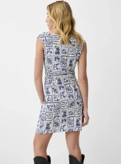 Ruched waist boat-neck minidress