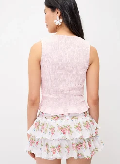 Ruffled cotton mini short