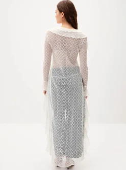 Ruffled long cardigan