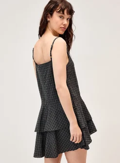 Ruffled mini-check dress