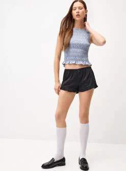 Ruffled poplin mini-short