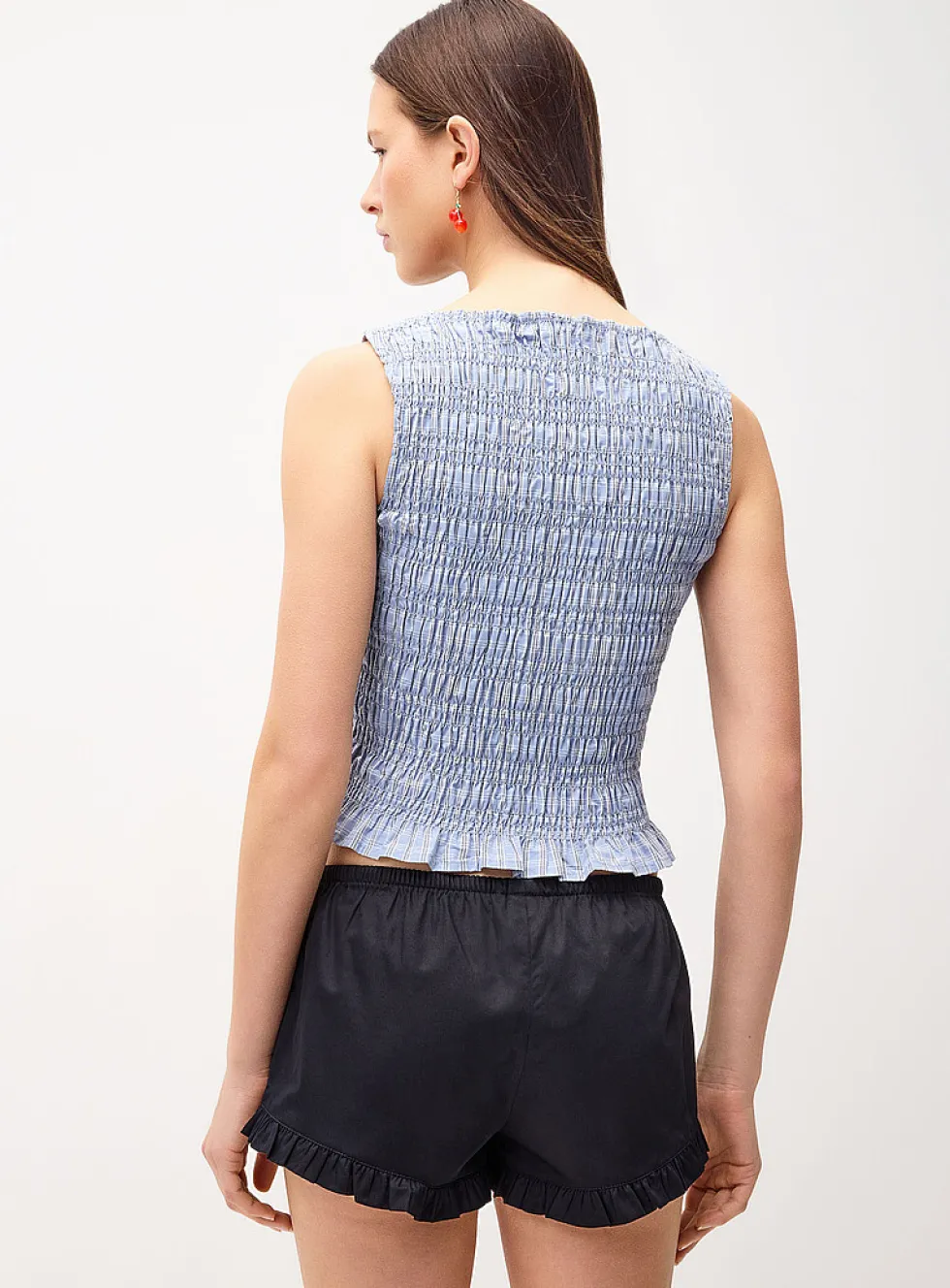 Ruffled poplin mini-short