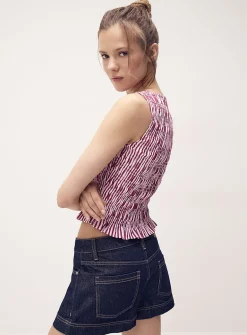 Ruffled trim smocked cami