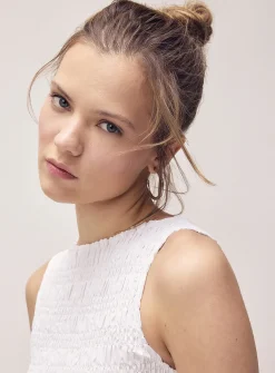 Ruffled trim smocked cami