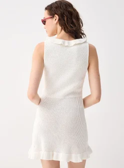 Ruffled-trim crochet dress