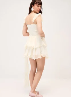 Ruffles and textured polka dots minidress