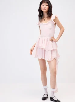 Ruffles and textured polka dots minidress