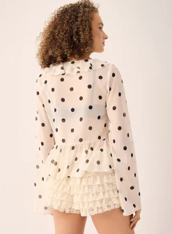 Ruffles sheer chiffon blouse
