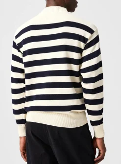Sagvatnet rolled collar navy stripe sweater