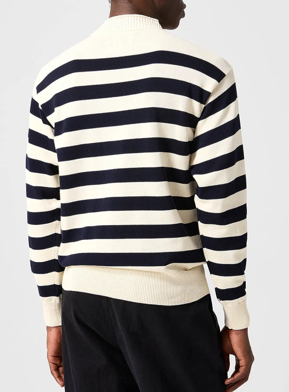 Sagvatnet rolled collar navy stripe sweater