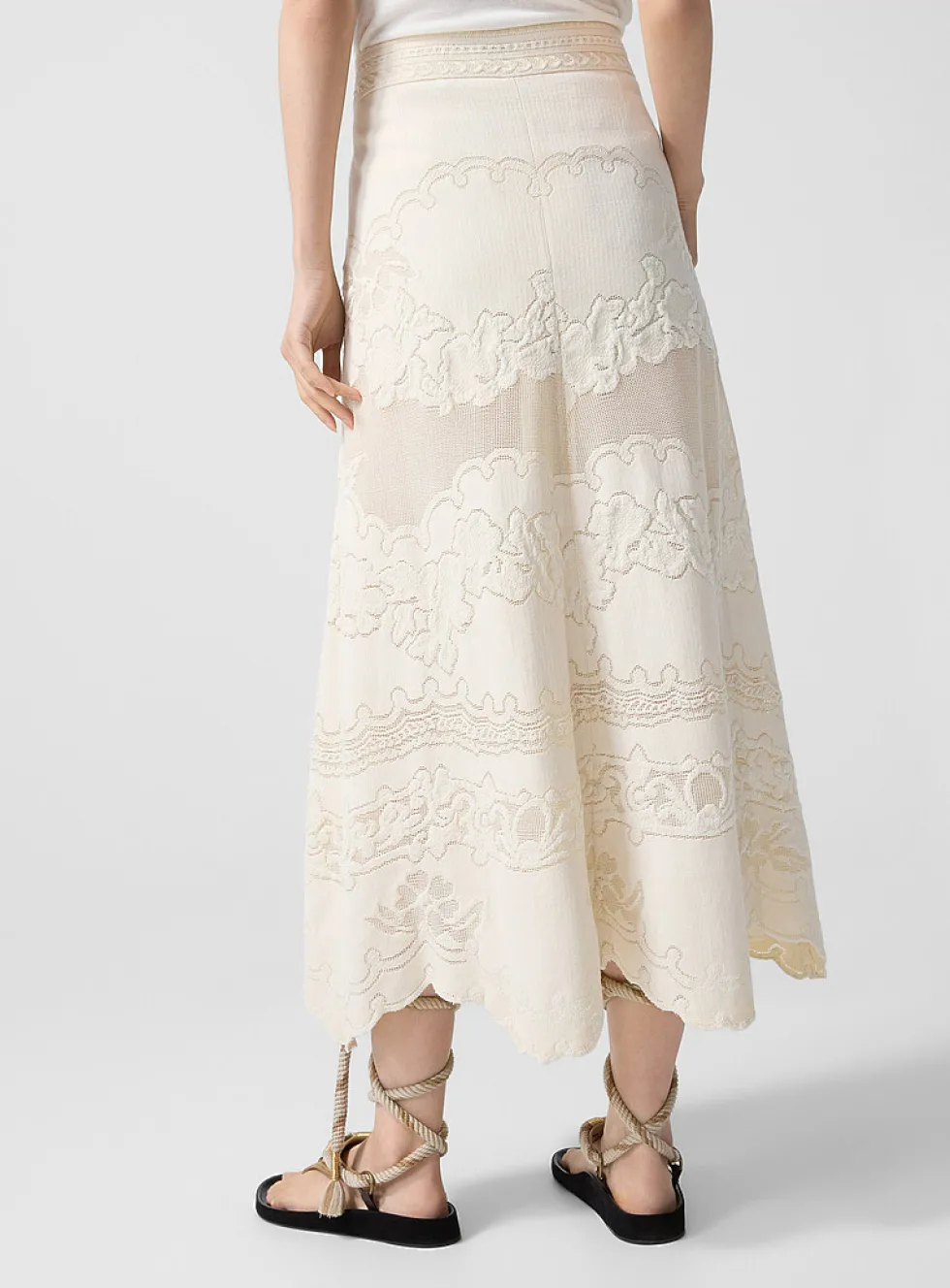 Sanaya floral guipure maxi skirt