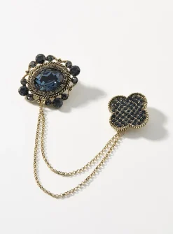 Sapphire blue shimmery maximalist brooch