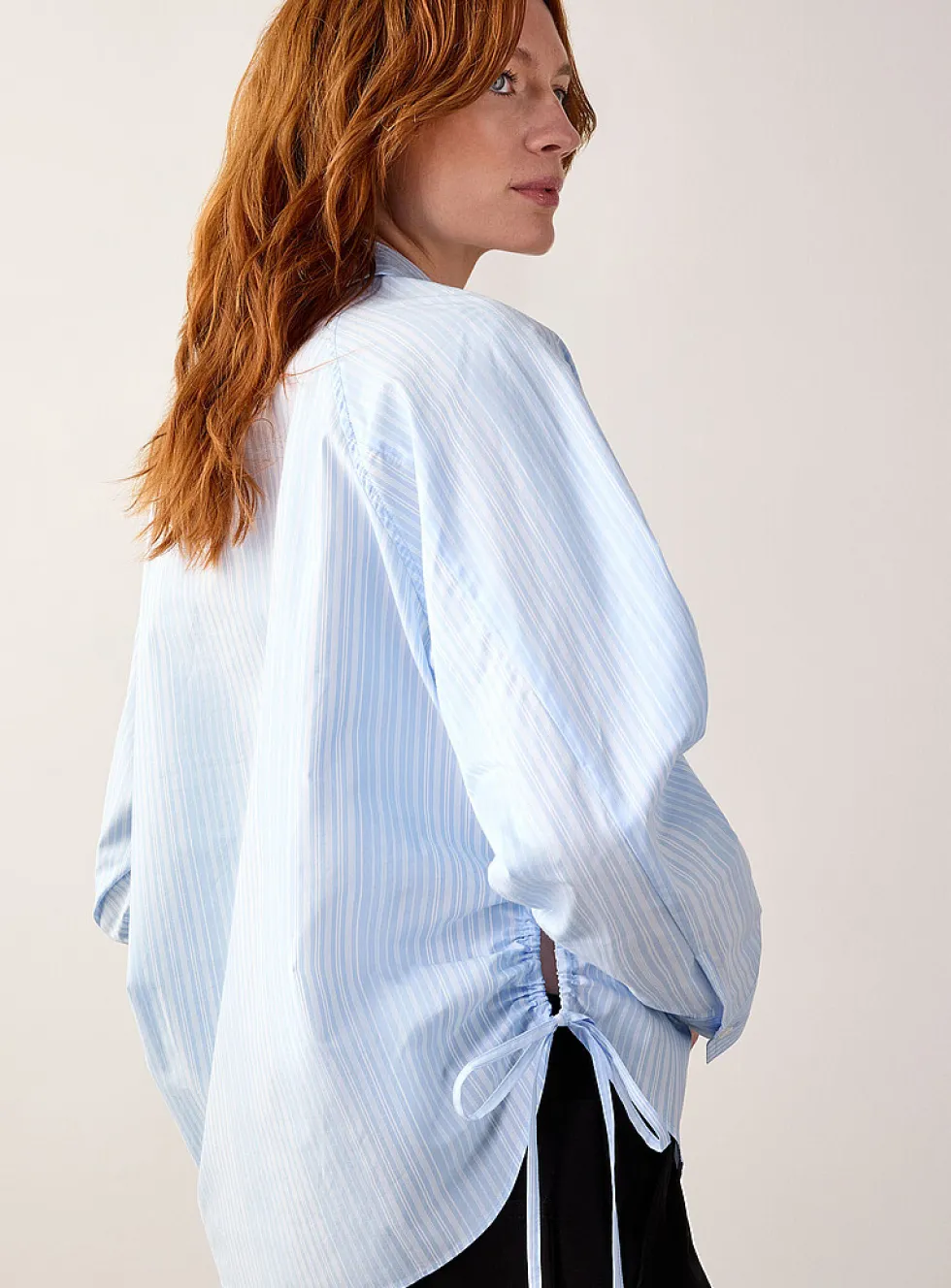 Sarita side drawcord striped shirt