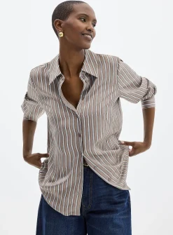 Satiny banker-stripe shirt
