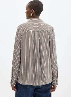 Satiny banker-stripe shirt