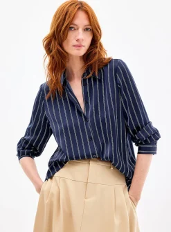 Satiny banker-stripe shirt