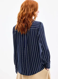 Satiny banker-stripe shirt