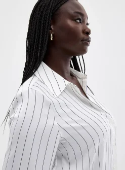 Satiny banker-stripe shirt