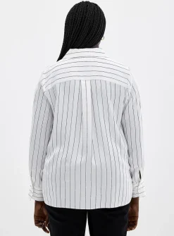 Satiny banker-stripe shirt