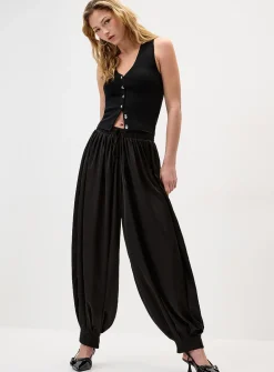 Satiny barrel-leg jogger