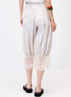 Satiny crinkled-finish bloomer pant