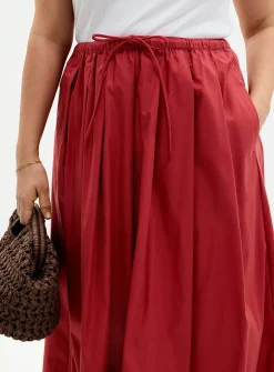 Satiny drawcord-waist skirt