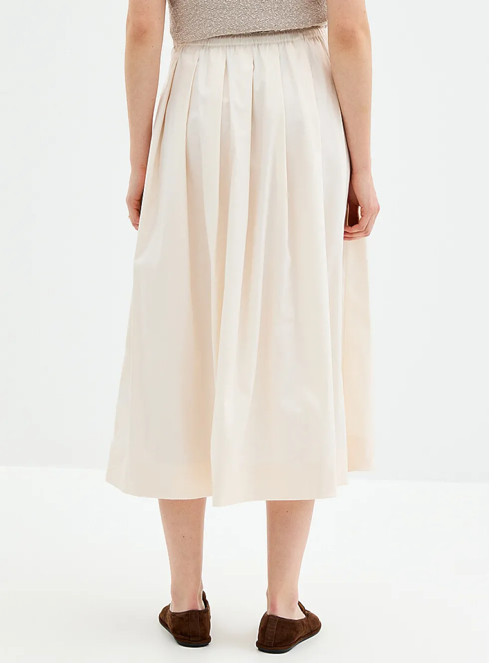 Satiny drawcord-waist skirt
