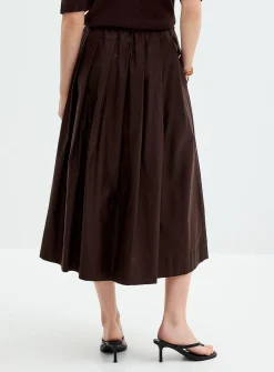 Satiny drawcord-waist skirt