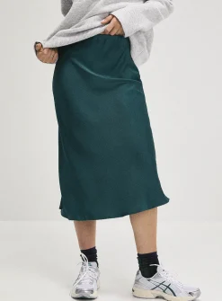Satiny midi skirt