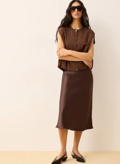 Satiny midi skirt