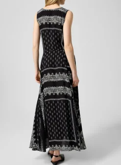 Satiny paisley drawstring dress