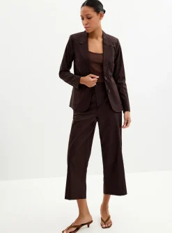 Satiny patch-pocket blazer