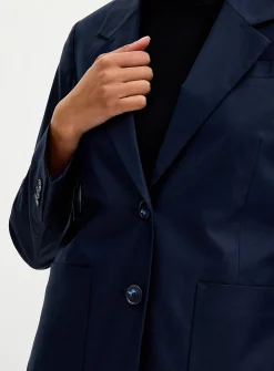 Satiny patch-pocket blazer