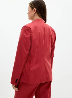 Satiny patch-pocket blazer