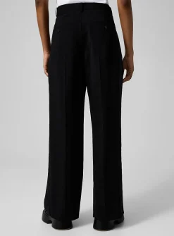 Satiny stripes pure wool tuxedo pant