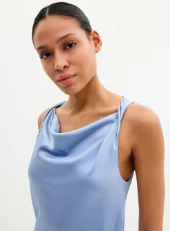Satiny twisted-strap dress