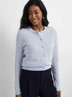 Scale texture fine-knit cardigan