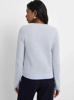 Scale texture fine-knit cardigan