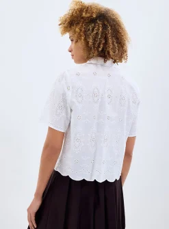Scalloped collar broderie anglaise shirt