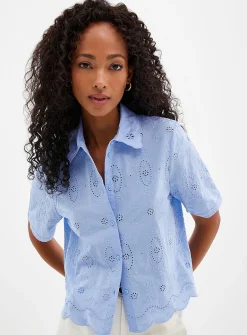 Scalloped collar broderie anglaise shirt