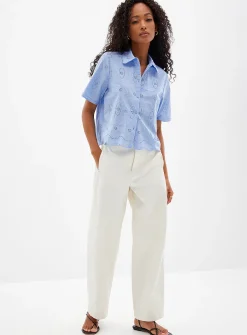 Scalloped collar broderie anglaise shirt