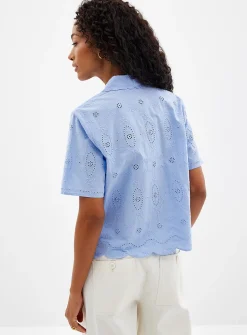 Scalloped collar broderie anglaise shirt