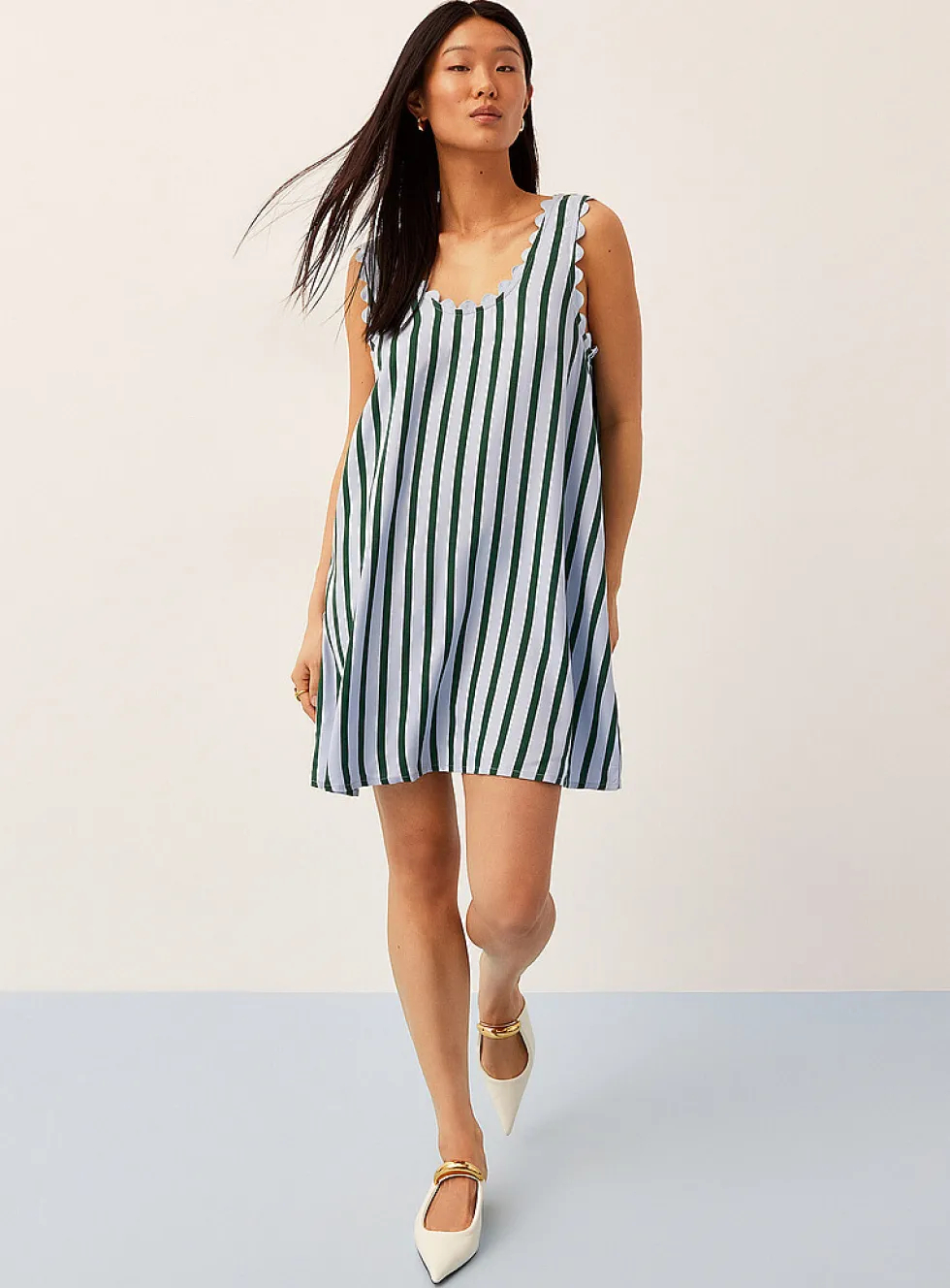 Scalloped-trim minidress